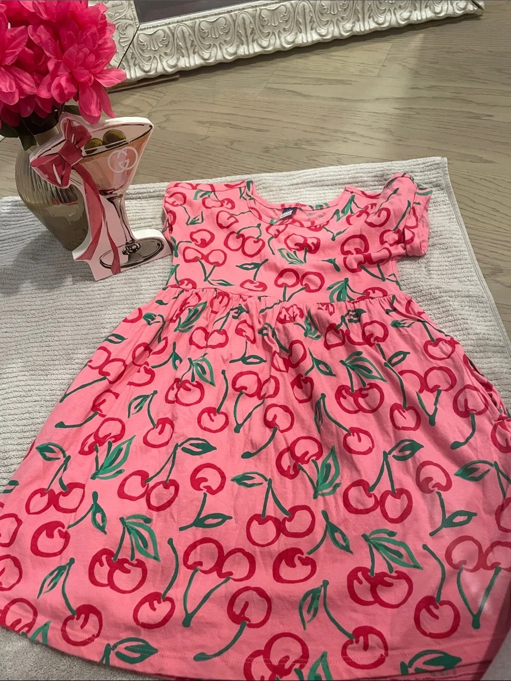 Old Navy Pink Cherry-Print Cotton Dress